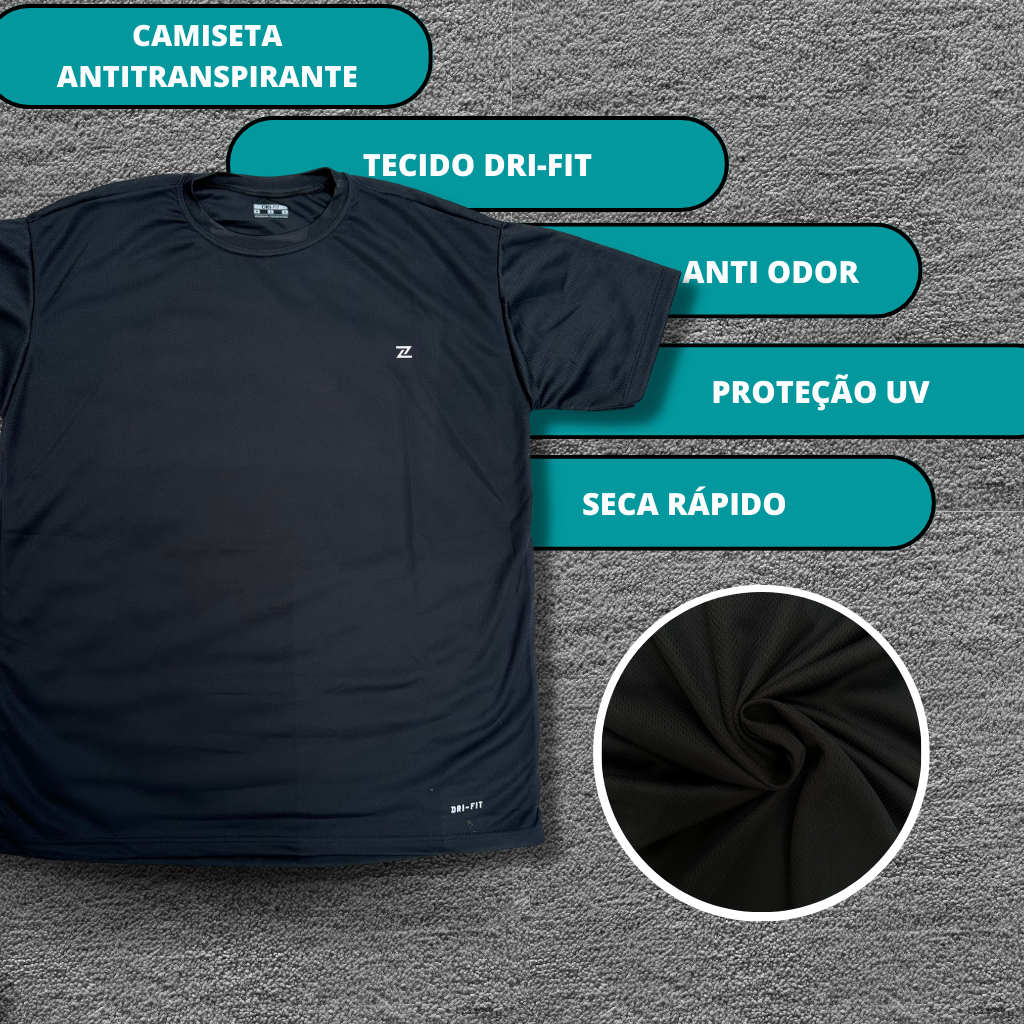 Kit 3 Camisetas Dry Fit Masculina - Casual - Treino - Academia - Esportes - Exercícios - Corrida