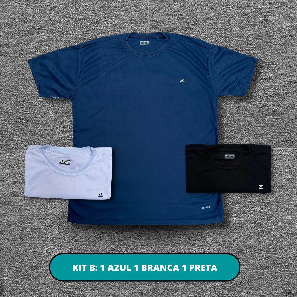 Kit 3 Camisetas Dry Fit Masculina - Casual - Treino - Academia - Esportes - Exercícios - Corrida