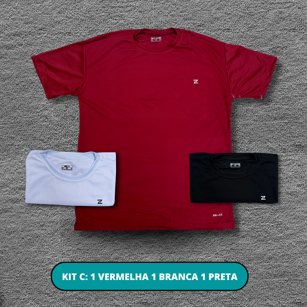 Kit 3 Camisetas Dry Fit Masculina - Casual - Treino - Academia - Esportes - Exercícios - Corrida