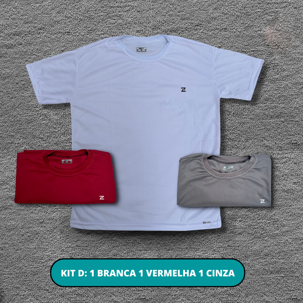 Kit 3 Camisetas Dry Fit Masculina - Casual - Treino - Academia - Esportes - Exercícios - Corrida
