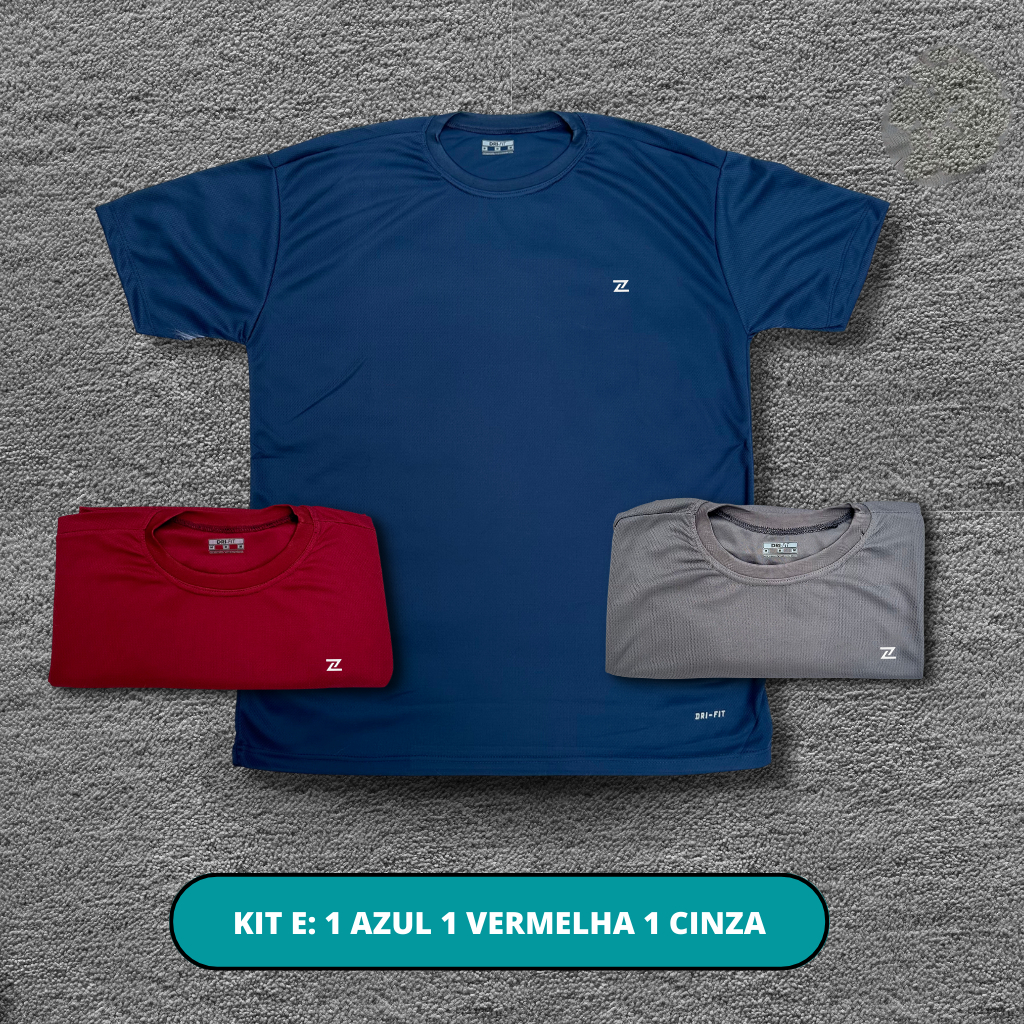 Kit 3 Camisetas Dry Fit Masculina - Casual - Treino - Academia - Esportes - Exercícios - Corrida