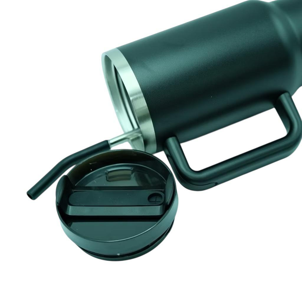 Copo Térmico Inox Alça Flip Straw com canudo de Metal 1200ml