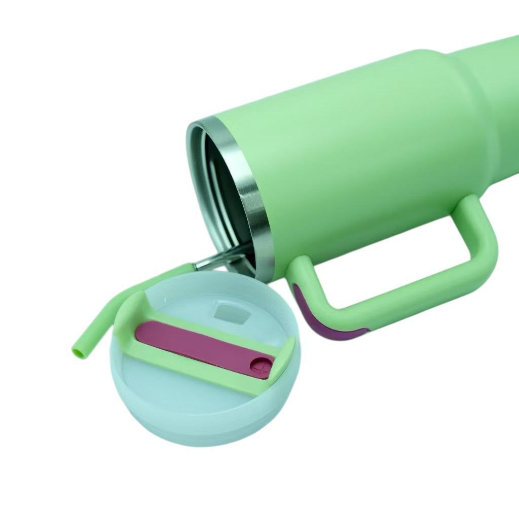 Copo Térmico Inox Alça Flip Straw com canudo de Metal 1200ml
