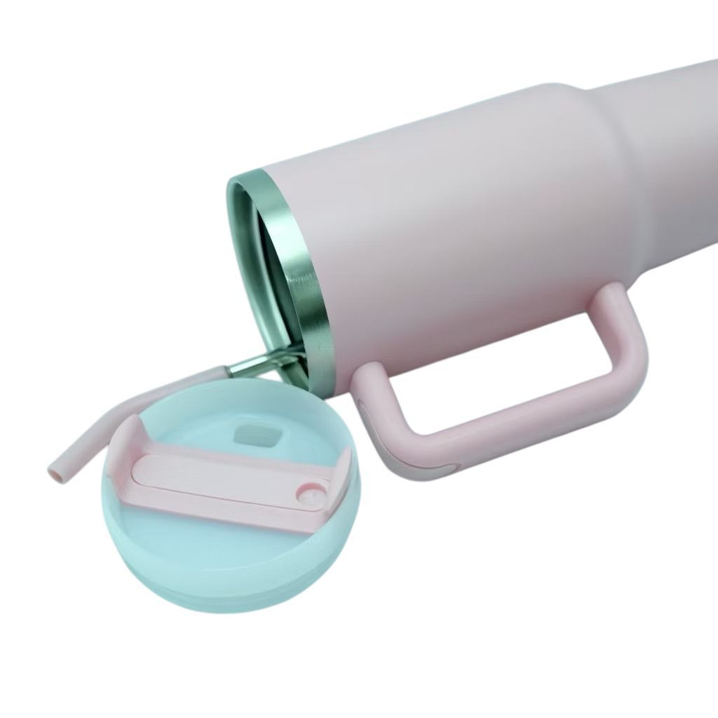 Copo Térmico Inox Alça Flip Straw com canudo de Metal 1200ml