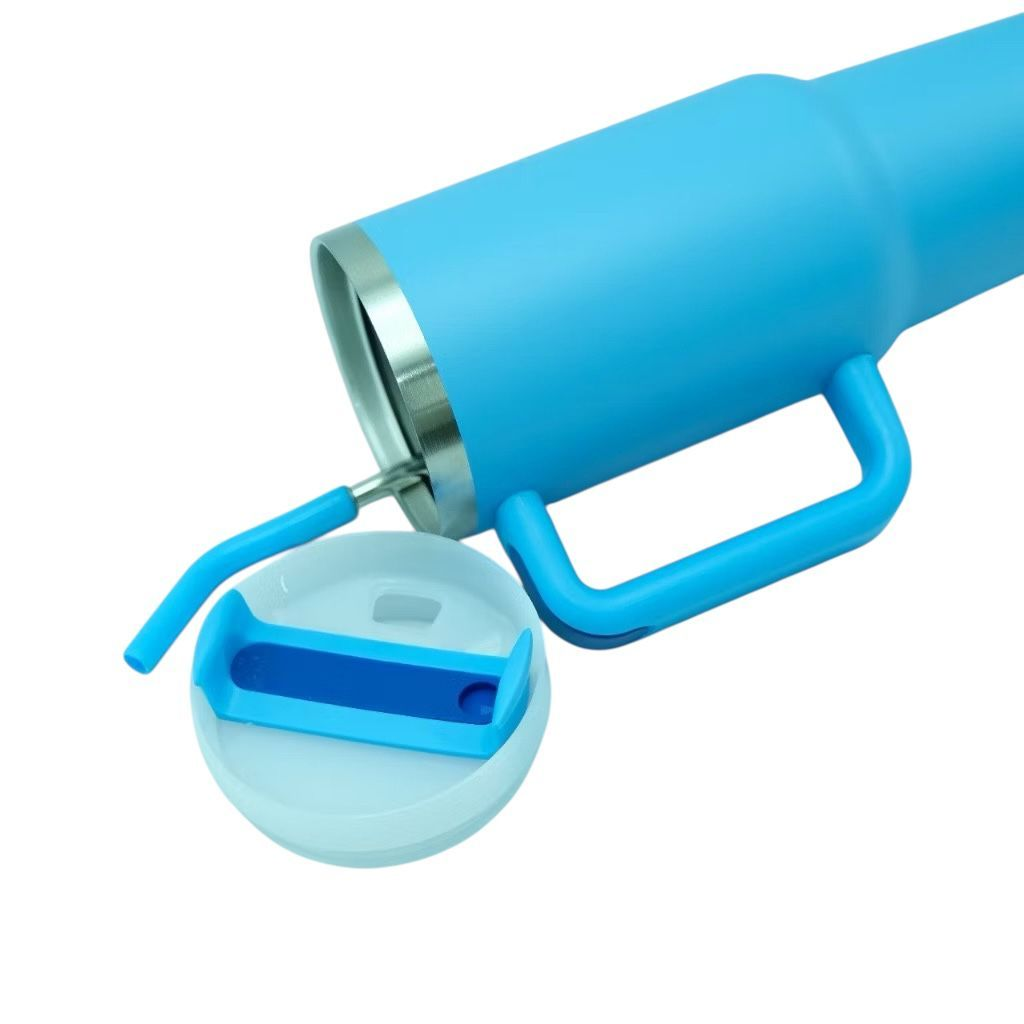 Copo Térmico Inox Alça Flip Straw com canudo de Metal 1200ml