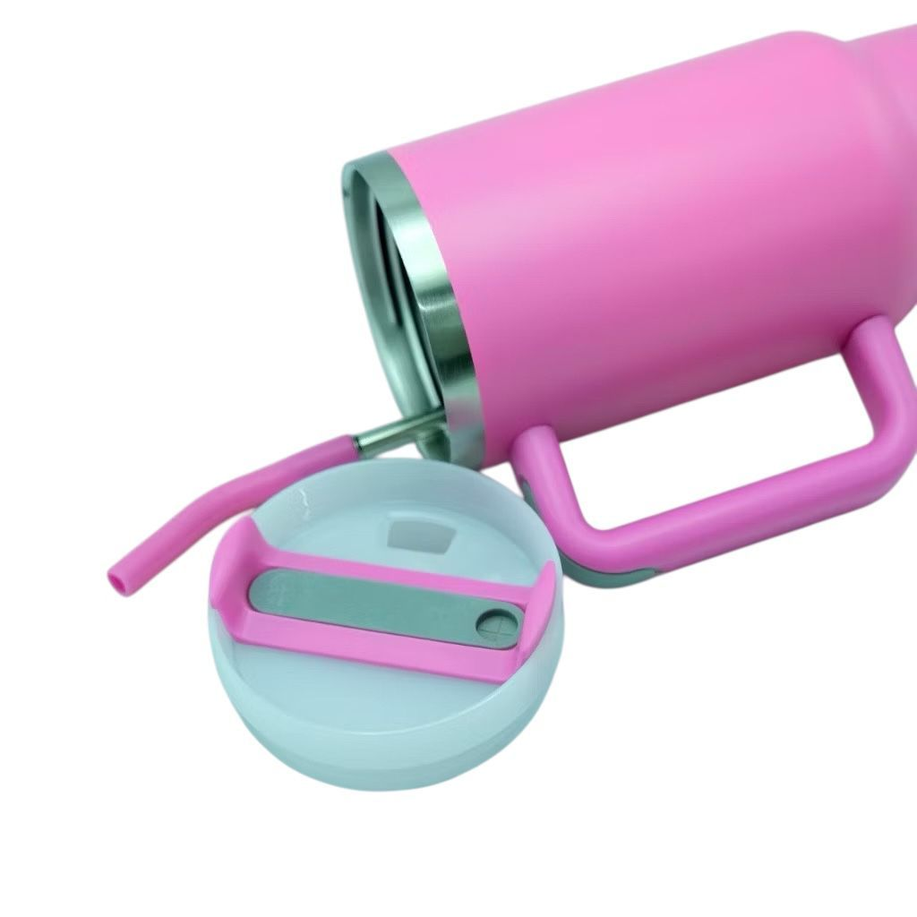 Copo Térmico Inox Alça Flip Straw com canudo de Metal 1200ml