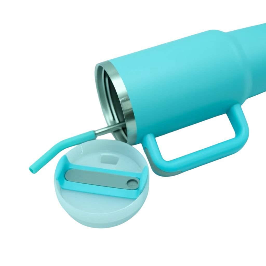 Copo Térmico Inox Alça Flip Straw com canudo de Metal 1200ml