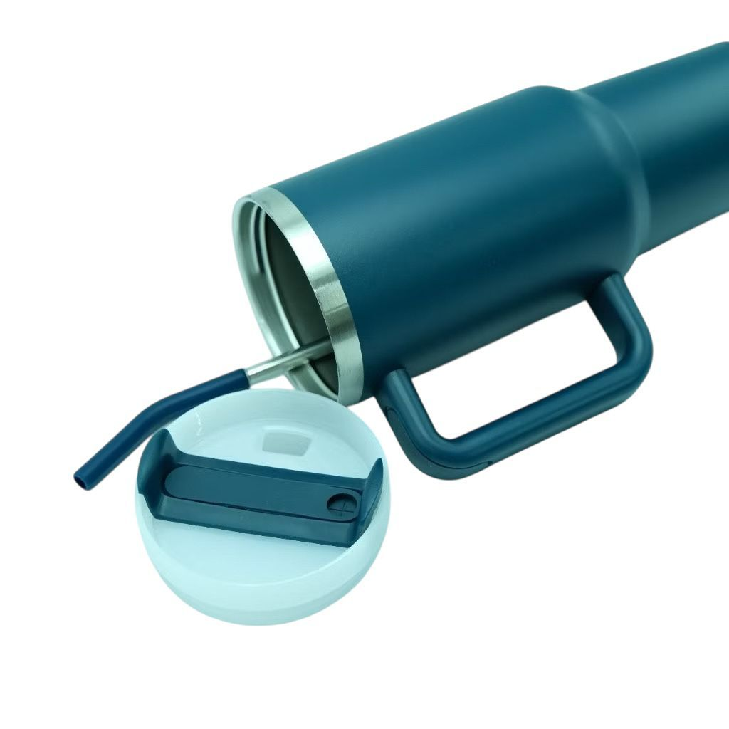 Copo Térmico Inox Alça Flip Straw com canudo de Metal 1200ml
