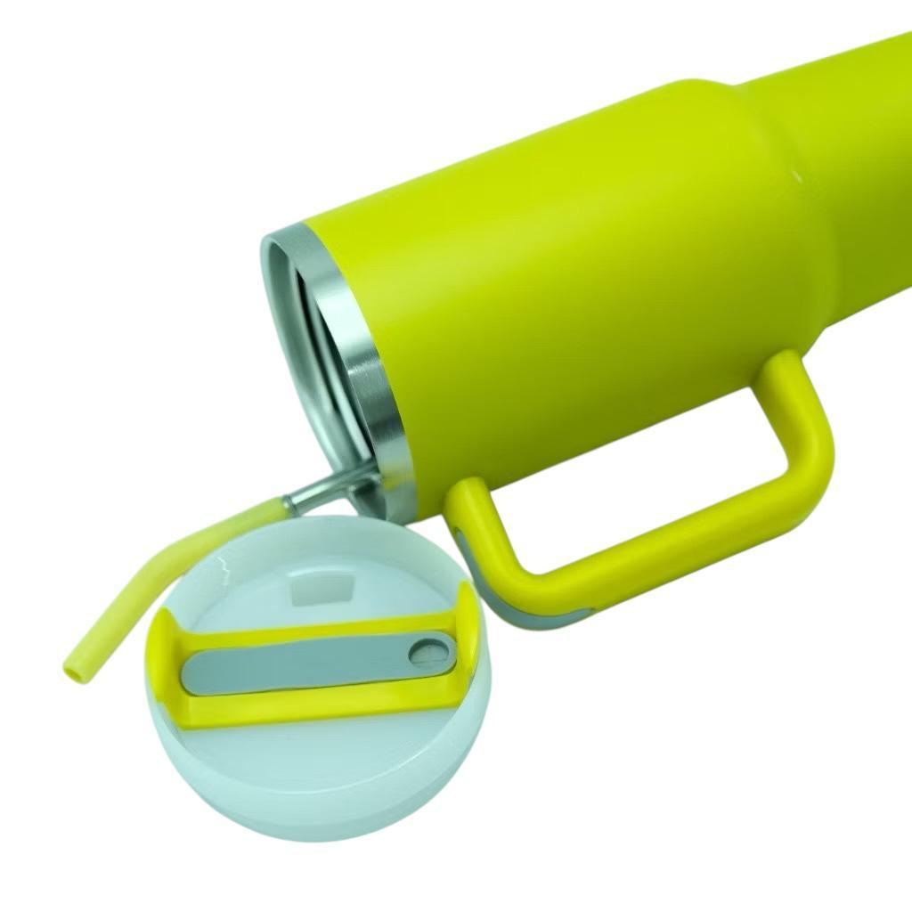Copo Térmico Inox Alça Flip Straw com canudo de Metal 1200ml