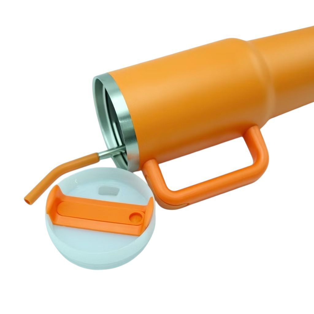Copo Térmico Inox Alça Flip Straw com canudo de Metal 1200ml