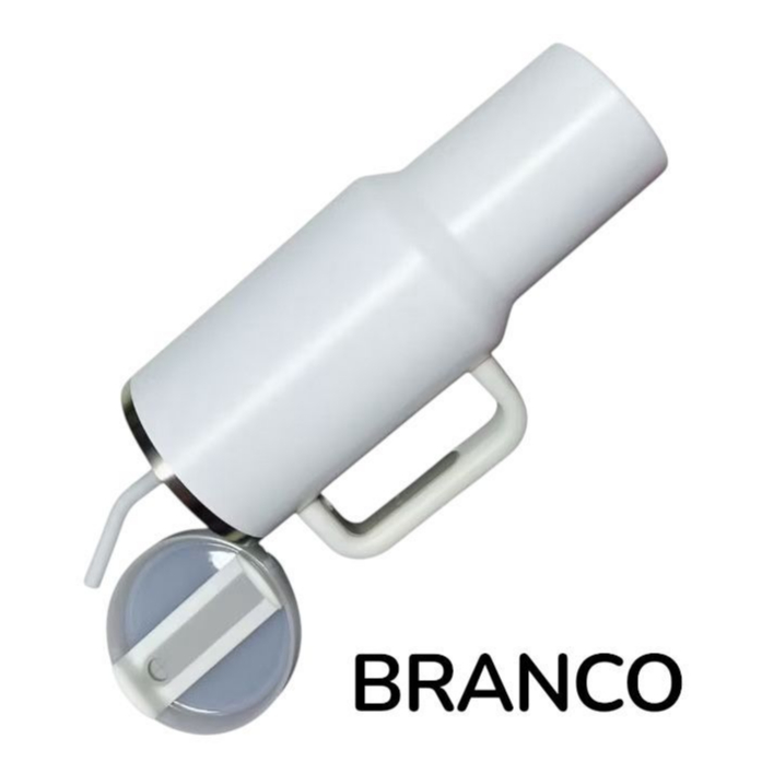 Copo Térmico Inox Alça Flip Straw com canudo de Metal 1200ml