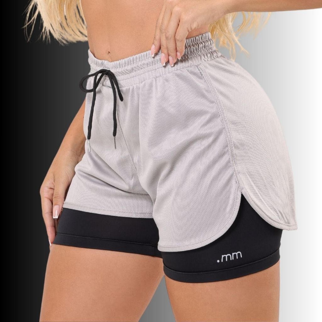 Short Duplo Compreensão Fitness Bermuda Academia Feminino 2 em 1
