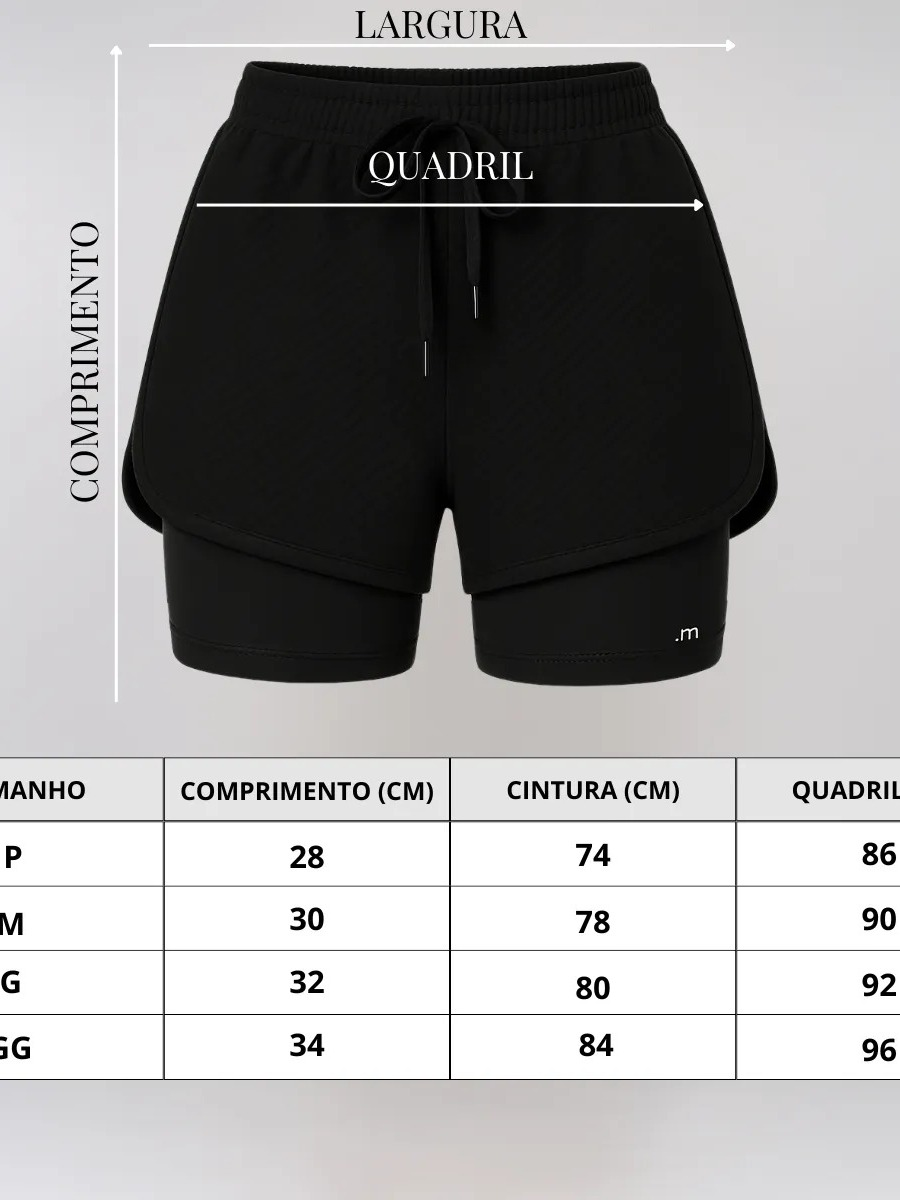 Short Duplo Compreensão Fitness Bermuda Academia Feminino 2 em 1