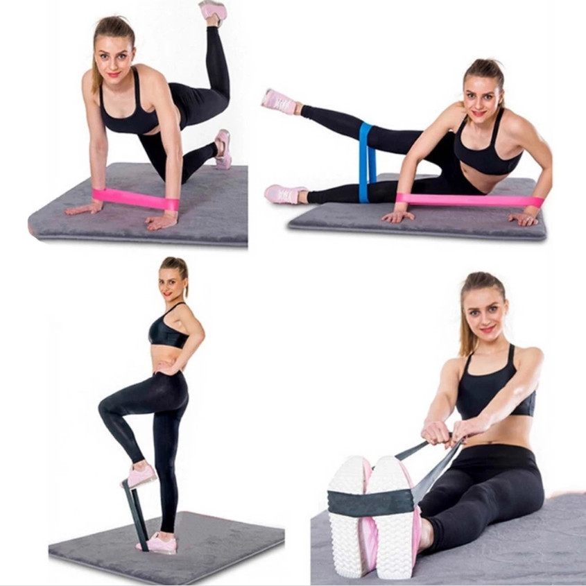 Kit 5 Elástico de Treino Mini Band + Elástico Tensão Extensor Exercício Treino Funcional Fisioterapia em Casa