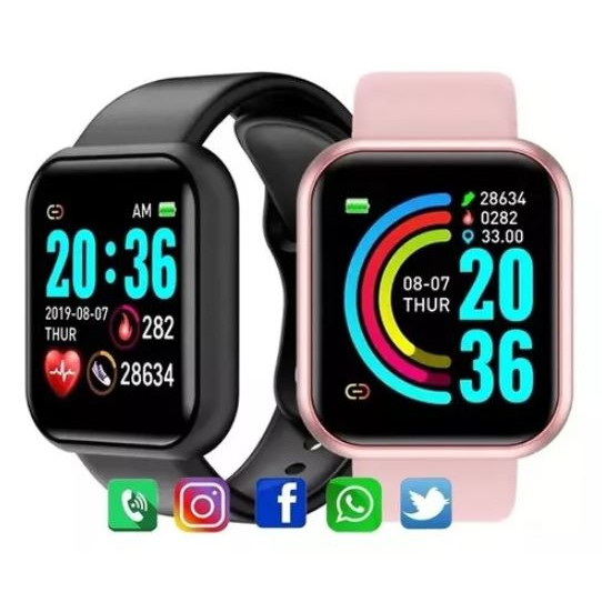 Kit Relógio Smartwatch D20 Pró Y68 + Fone de Ouvido sem Fio M10
